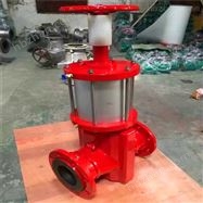 GJ6S41X气动带手轮直行程活塞式衬胶管夹阀